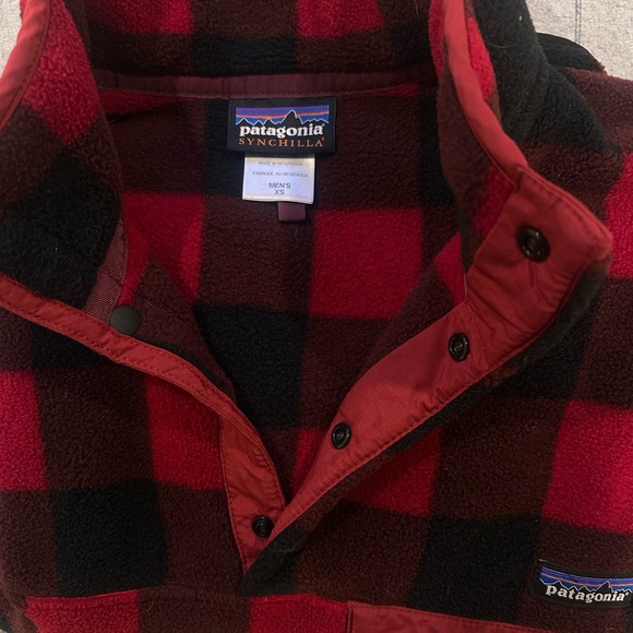 Patagonia Synchilla Red and Black Check Pullover - Picture 1 of 2